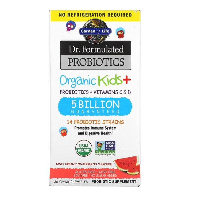 Garden of Life, Dr. Formulated Probiotics, Organic Kids +, Tasty Organic Watermelon, 30 Yummy Chewables