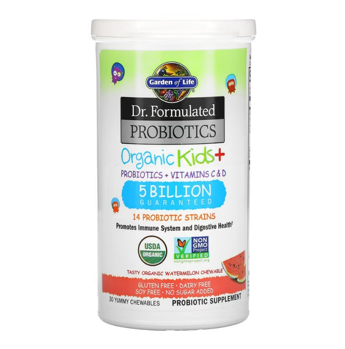 Garden of Life, Dr. Formulated Probiotics, Organic Kids +, Tasty Organic Watermelon, 30 Yummy Chewables