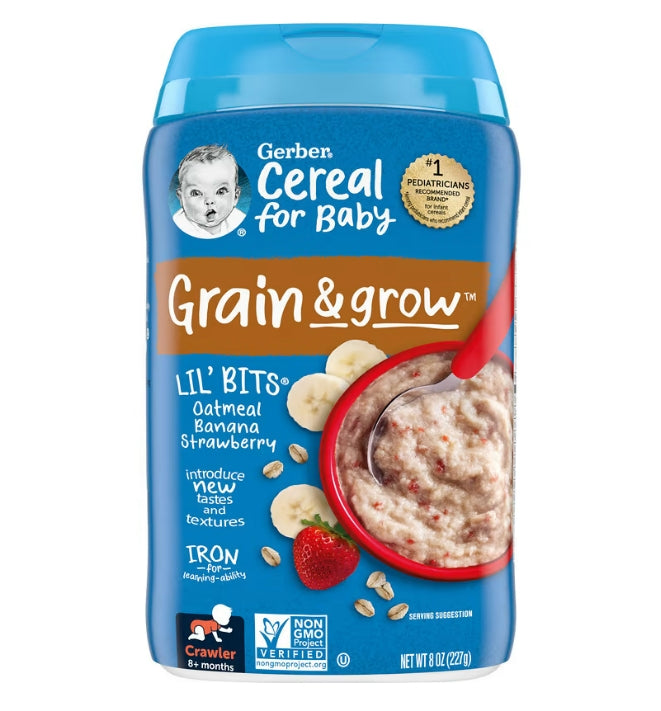 FREE Gerber, Cereal for Baby, Grain & Grow, 8+ Months, Oatmeal Banana Strawberry, 8 oz (227 g)