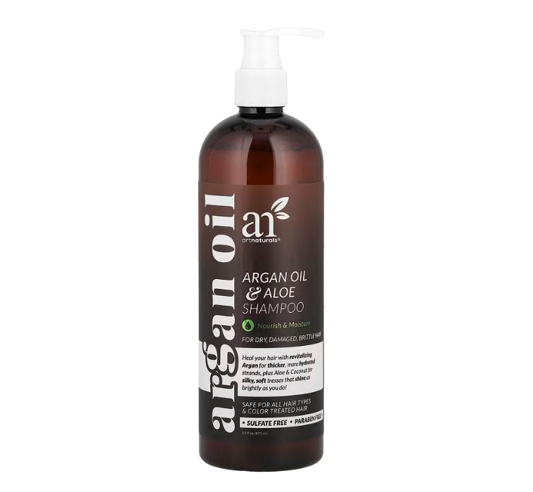 artnaturals, Argan Oil & Aloe Shampoo, For Dry, Damaged, Brittle Hair, 16 fl oz (473 ml)