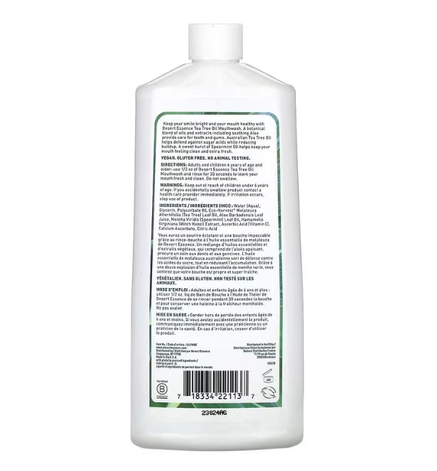 Desert Essence, Tea Tree Oil Mouthwash, Spearmint, 16 fl oz (473 ml)