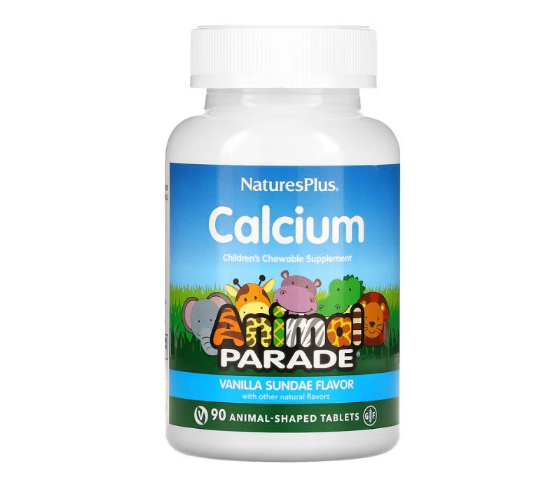 NaturesPlus, Animal Parade, Calcium, Children's Chewable Supplement, Vanilla Sundae, 90 Animal-Shaped Tablets