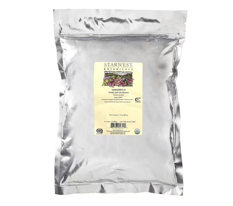 Starwest Botanicals, Organic Thyme Leaf C/S, 1 lb (453.6 g)