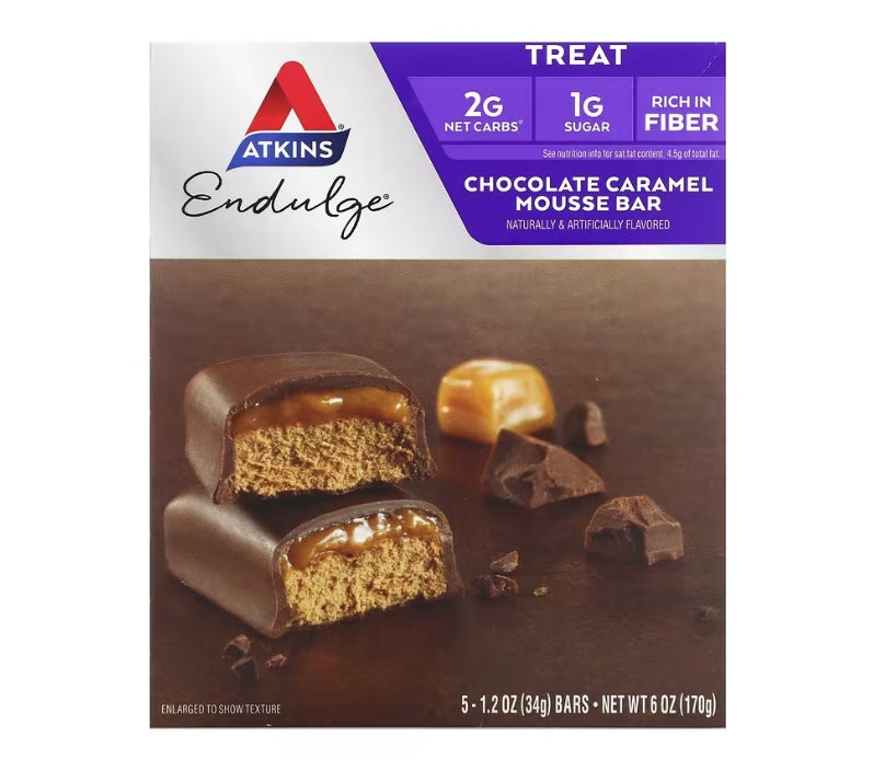 FREE Atkins, Endulge, Chocolate Caramel Mousse Bar, 5 Bars, 1.2 oz (34 g) Each