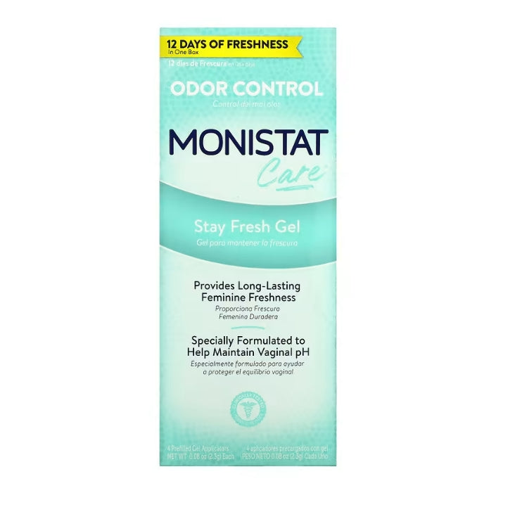 FREE Monistat, Care, Odor Control, Stay Fresh Gel, 4 Prefilled Gel Applicators, 0.08 oz (2.3 g) Each