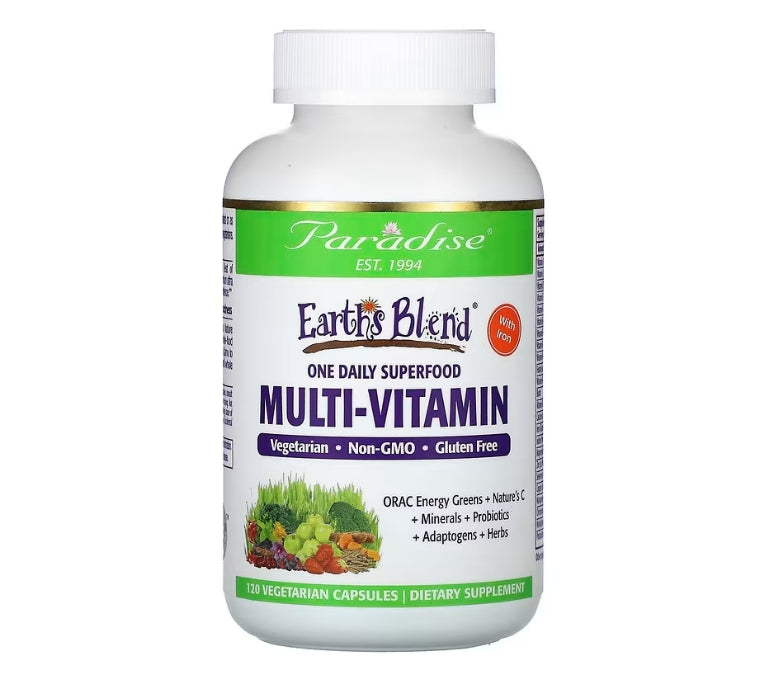 Paradise Herbs, Earth's Blend, One Daily Superfood Multi-Vitamin with Iron, 120 Vegetarian Capsules