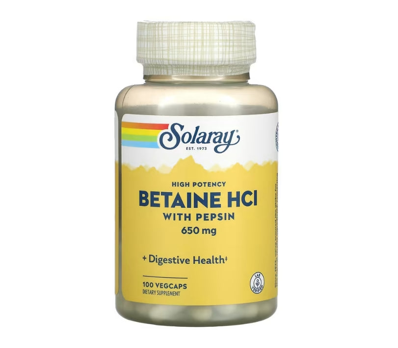 Solaray, High Potency Betaine HCl with Pepsin, 100 VegCaps