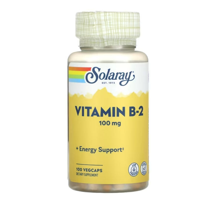 Solaray, Vitamin B-2, 100 mg, 100 VEGCAPS