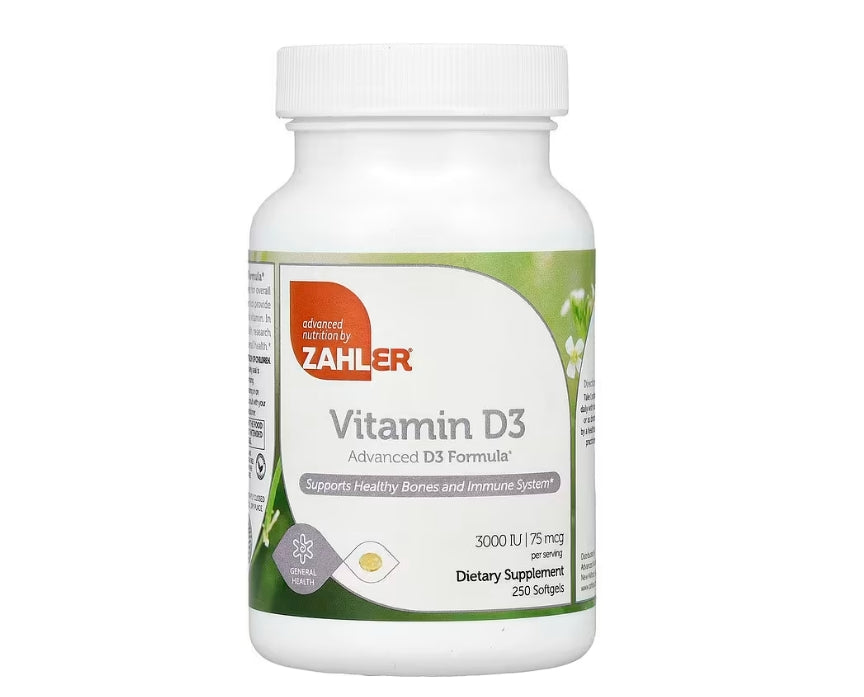 Zahler, Vitamin D3, Advanced D3 Formula, 75 mcg (3,000 IU) , 250 Softgels