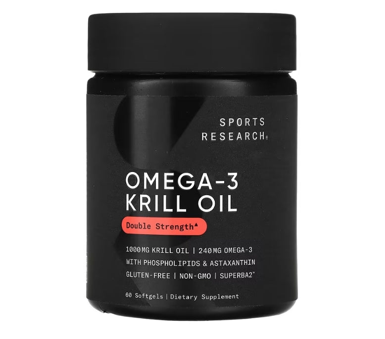 Sports Research, Omega-3 磷蝦油，雙倍功效，1,000 毫克，60 粒軟凝膠