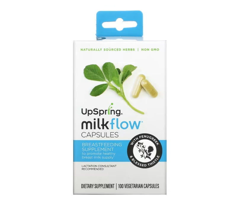 UpSpring, Milkflow，胡蘆巴+祝福薊，100 粒素食膠囊