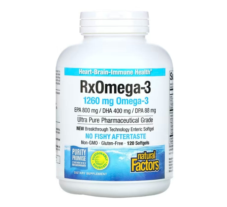 Natural Factors, Rx Omega-3, 1,260 mg, 120 Softgels (630 mg per Softgel)