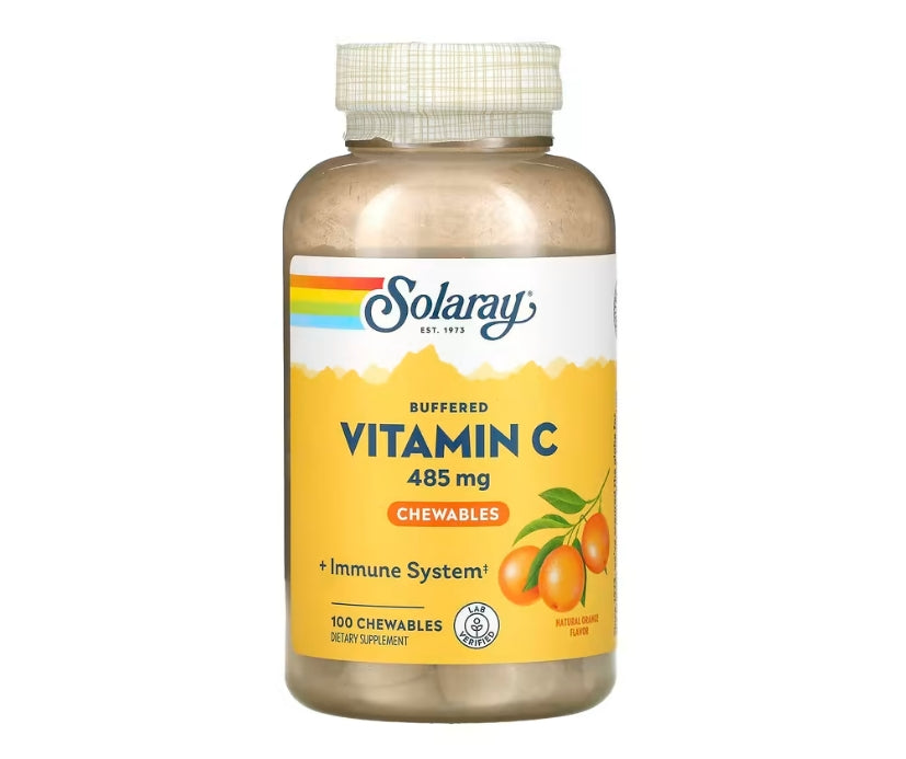 Solaray, Buffered Vitamin C Chewable, Natural Orange, 485 mg, 100 Chewables