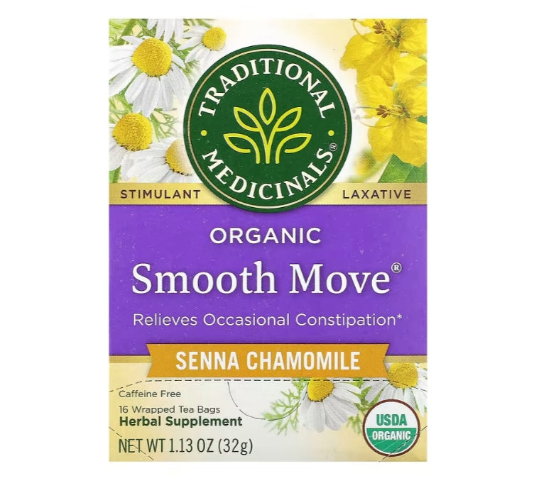 Traditional Medicinals, Organic Smooth Move, Senna Chamomile, Caffeine Free, 16 Wrapped Tea Bags, 1.13 oz (32 g)