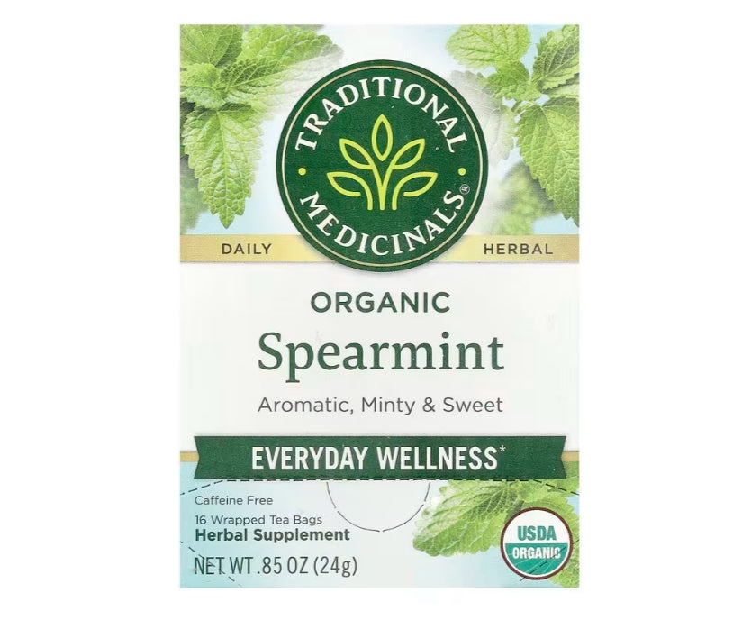 Traditional Medicinals, Organic Spearmint, Caffeine Free, 16 Wrapped Tea Bags, 0.85 oz (24 g)