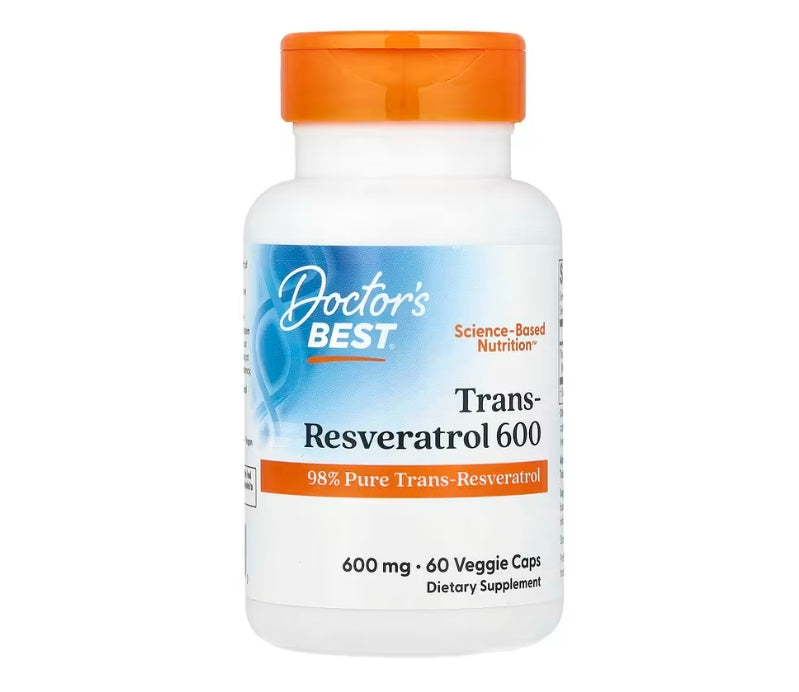 Doctor's Best, Trans-Resveratrol 600, 600 mg, 60 Veggie Caps