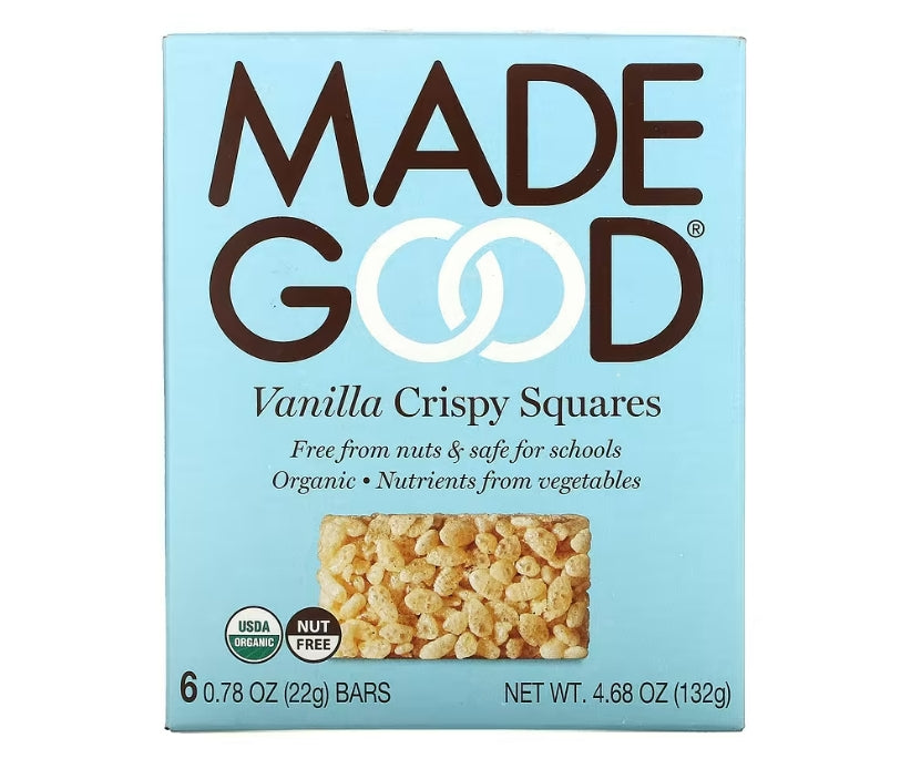 FREE MadeGood, Crispy Squares, Vanilla, 6 Bars, 0.78 oz (22 g) Each