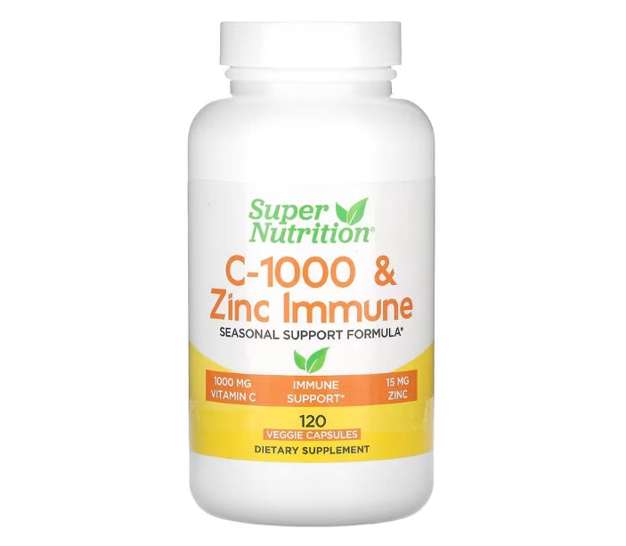 Super Nutrition, C-1000 和鋅機體抵抗，120 粒素食膠囊