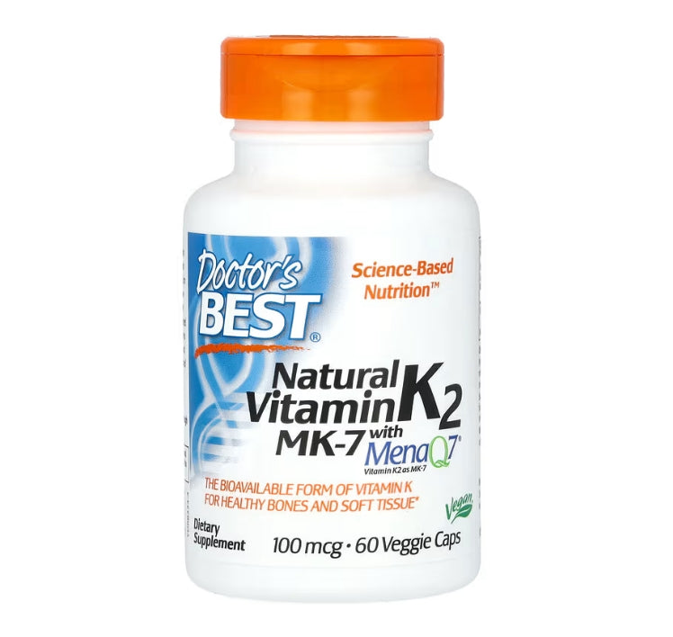 Doctor's Best, Natural Vitamin K2 MK-7 with MenaQ7, 100 mcg, 60 Veggie Caps