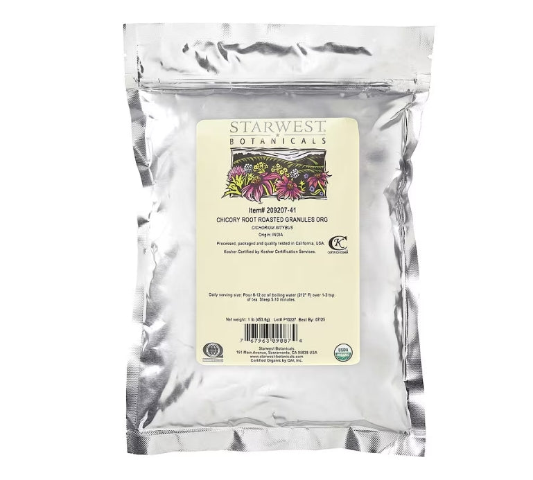 Starwest Botanicals, Organic Chicory Root, Roasted, Granules, 1 lb (453.6 g)