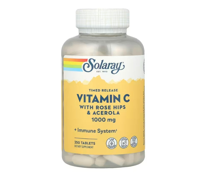 Solaray, Timed Release Vitamin C with Rose Hips & Acerola, 1,000 mg, 250 Tablets