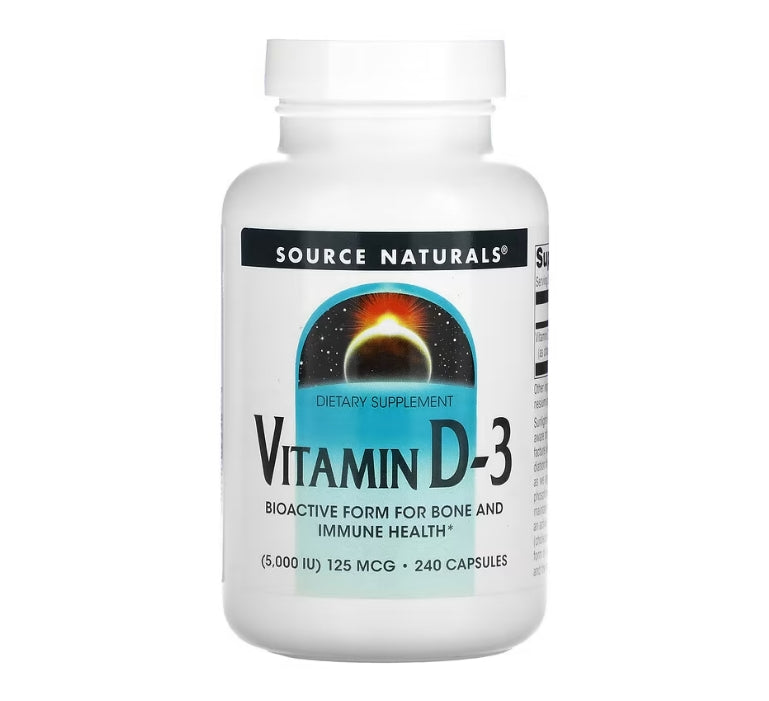 Source Naturals, Vitamin D-3, 5,000 IU (125 mcg), 240 Capsules