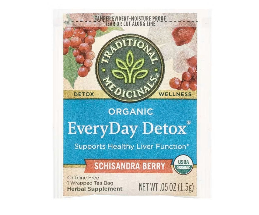 Traditional Medicinals, Organic EveryDay Detox®, Schisandra Berry, Caffeine Free, 16 Wrapped Tea Bags, 0.85 oz (24 g)