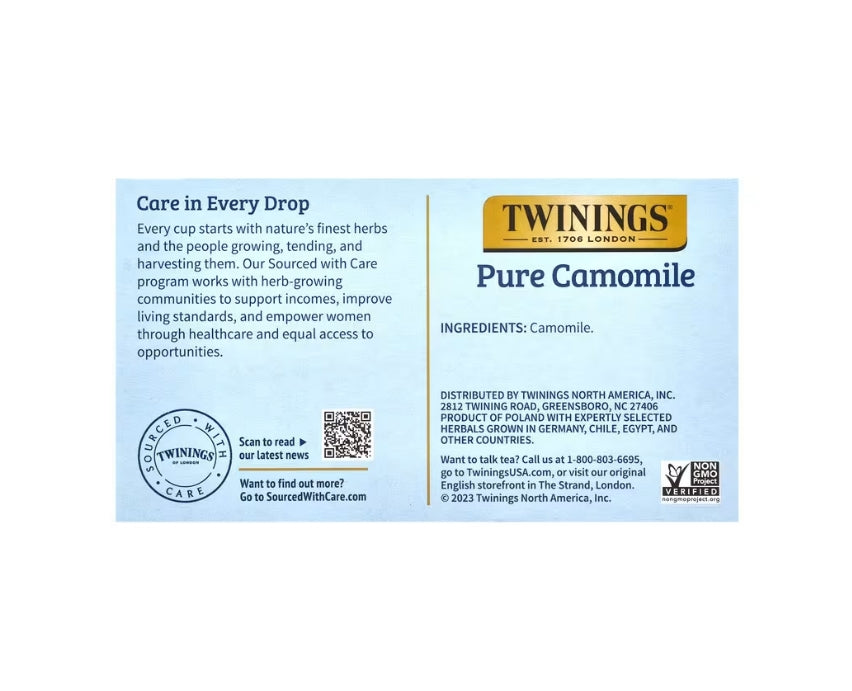 Twinings, 草本茶，純淨香甯甘菊茶，不含咖啡萃取，50茶包裝，2.65盎司（75克）