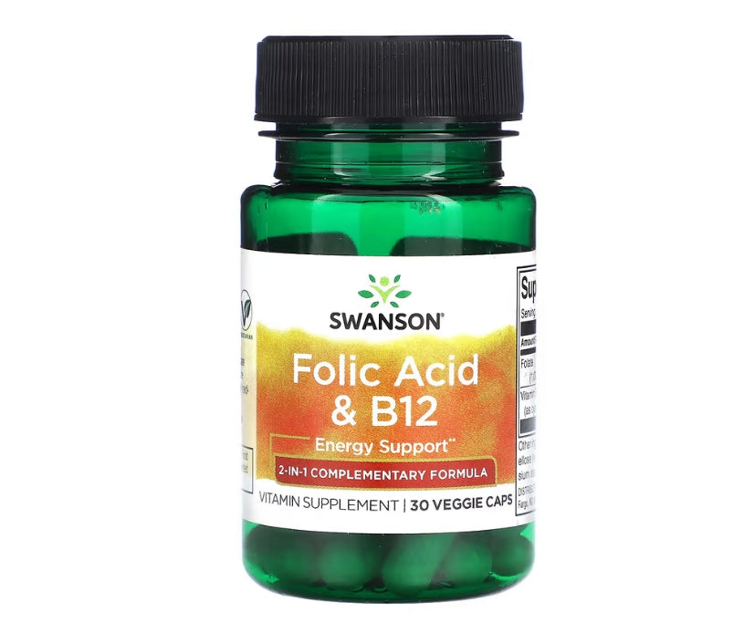 FREE Swanson, Folic Acid & B12, 30 Veggie Caps