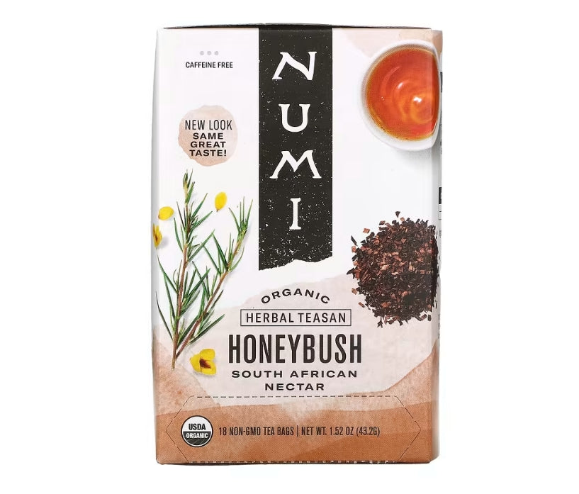 Numi Tea, Organic Herbal Teasan, Honeybush, Caffeine Free, 18 Tea Bags, 1.52 oz (43.2 g)