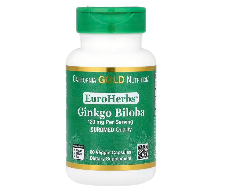 California Gold Nutrition, EuroHerbs™, Ginkgo Biloba Extract, Euromed Quality, 120 mg, 60 Veggie Capsules