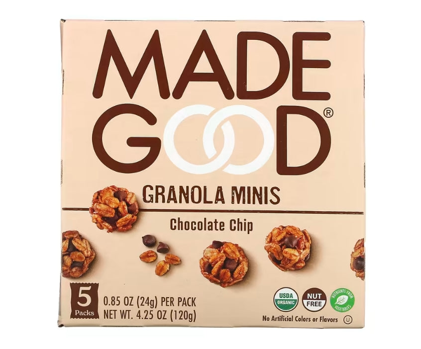 FREE MadeGood, Granola Minis, Chocolate Chip, 5 Packs, 0.85 oz (24 g) Each