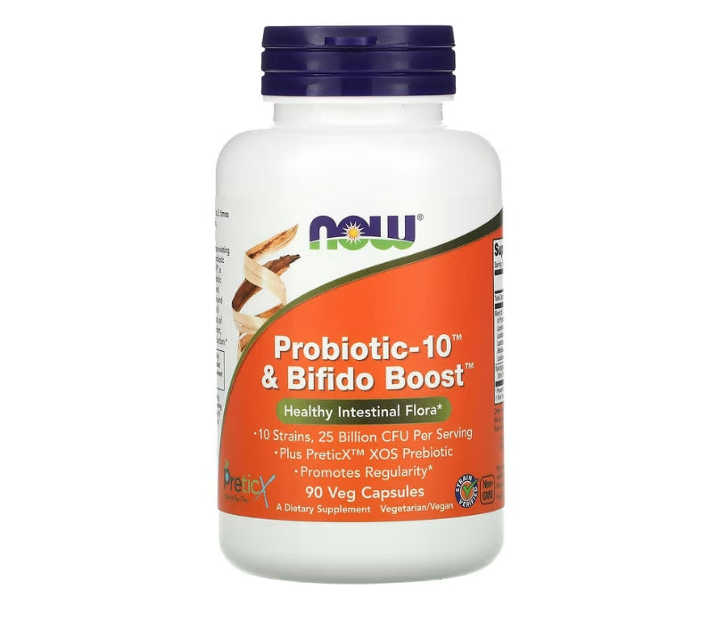 NOW Foods, Probiotic-10 和雙歧桿菌益生菌，250 億，90 粒素食膠囊（每粒膠囊 83.3 億）