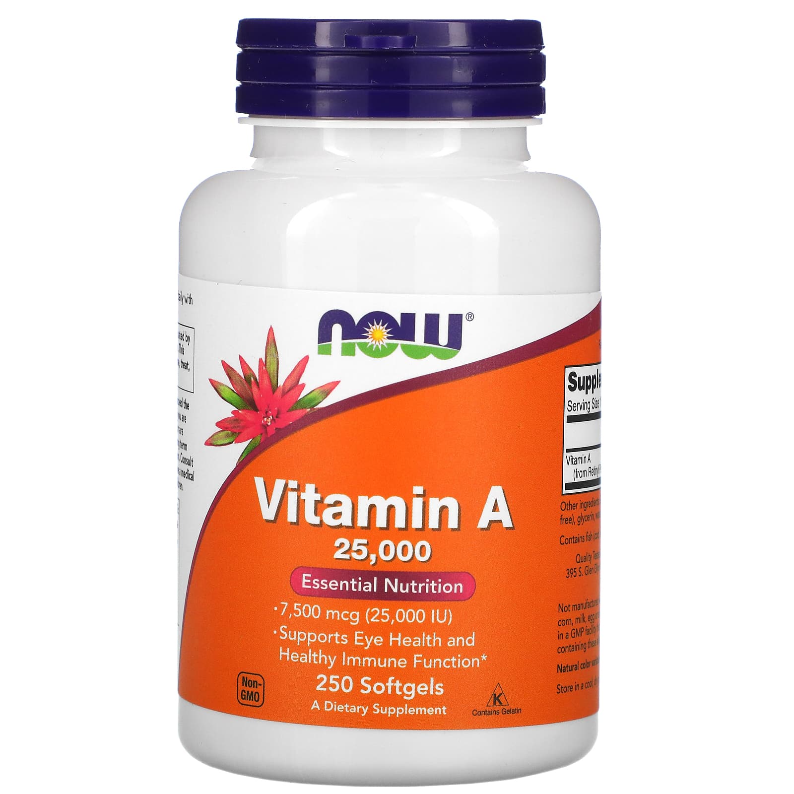 NOW Foods, Vitamin A, 25,000 IU, 250 Softgels（outer packing distorted）