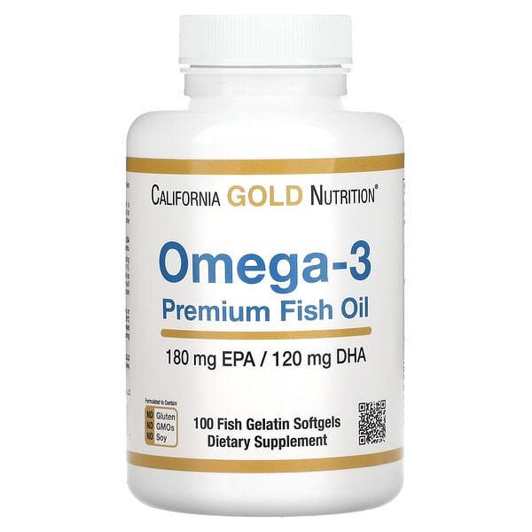 *FREE* California Gold Nutrition, Omega-3 Premium Fish Oil, 100 Fish Gelatin Softgels