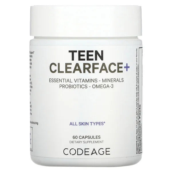 Codeage, Teen Clearface Vitamins，各種膚質，60 粒膠囊 [針對 12-18 歲青少年的綜合配方]