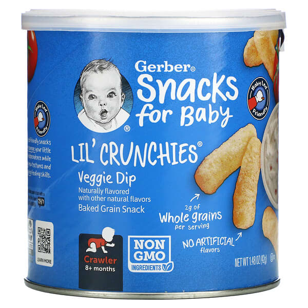 *FREE* Gerber, Snacks for Baby, Lil' Crunchies, Baked Grain Snack, 8+ Months, Veggie Dip, 1.48 oz (42 g)