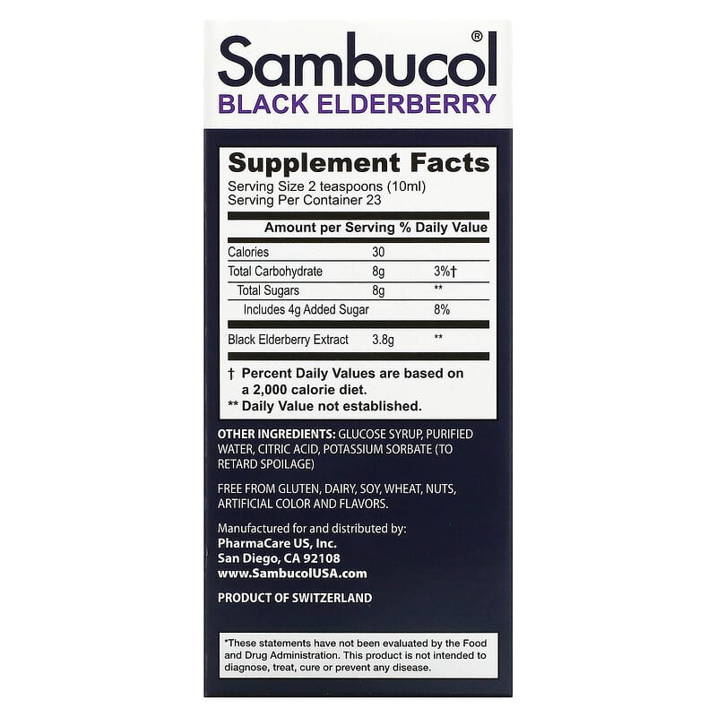 免費送 Sambucol, 黑接骨木果糖漿，7.8 液量盎司（230 毫升）