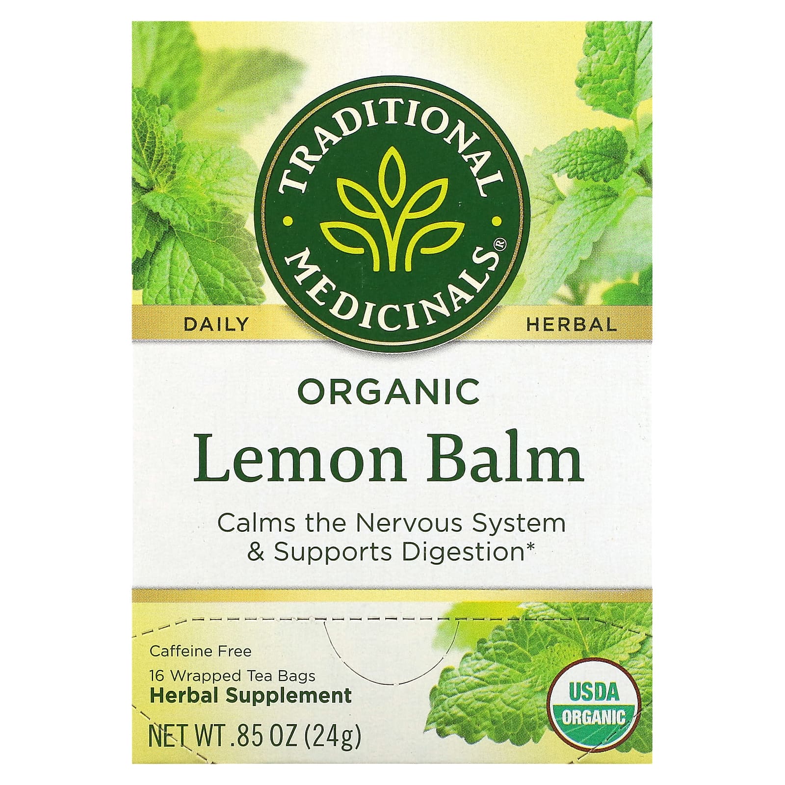 FREE Traditional Medicinals, Organic Lemon Balm, Caffeine Free, 16 Wrapped Tea Bags, 0.85 oz (24 g)