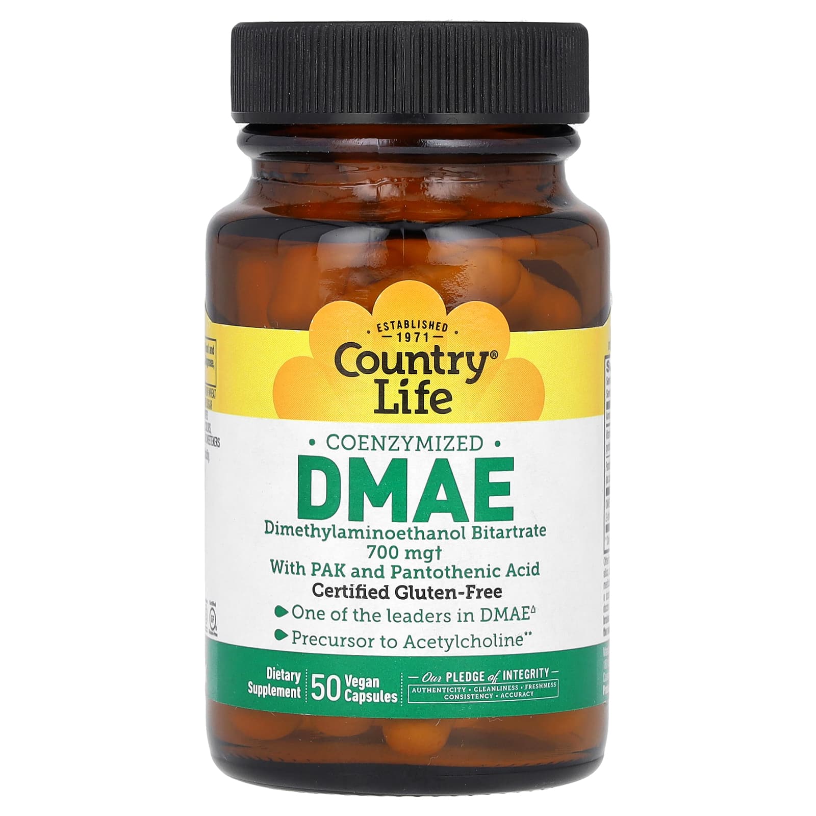 Country Life, Coenzymized DMAE, 700 mg, 50 Vegan Capsules (350 mg per Capsule)