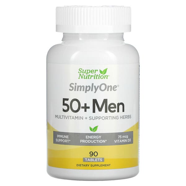 Super Nutrition, SimplyOne, Men’s 50+ Multivitamin with Supporting Herbs, 90 Tablets