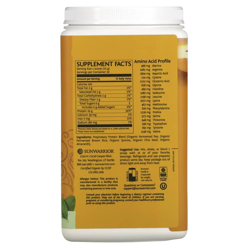Sunwarrior, Protein Classic Plus，植物基，天然，1.65 磅（750 克）