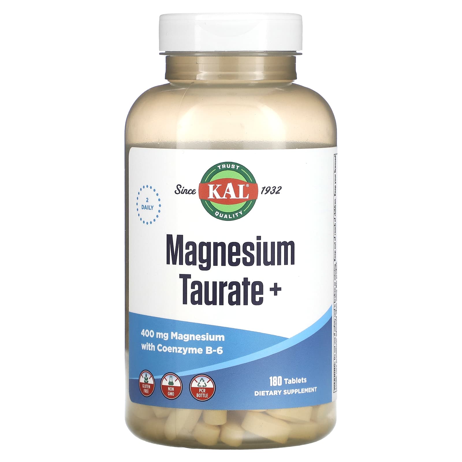 KAL, Magnesium Taurate +, 400 mg, 180 Tablets (200 mg per Tablet)