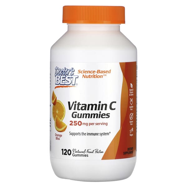 Doctor's Best, Vitamin C Gummies, Orange Bliss, 250 mg, 120 Gummies (125 mg per Gummy)