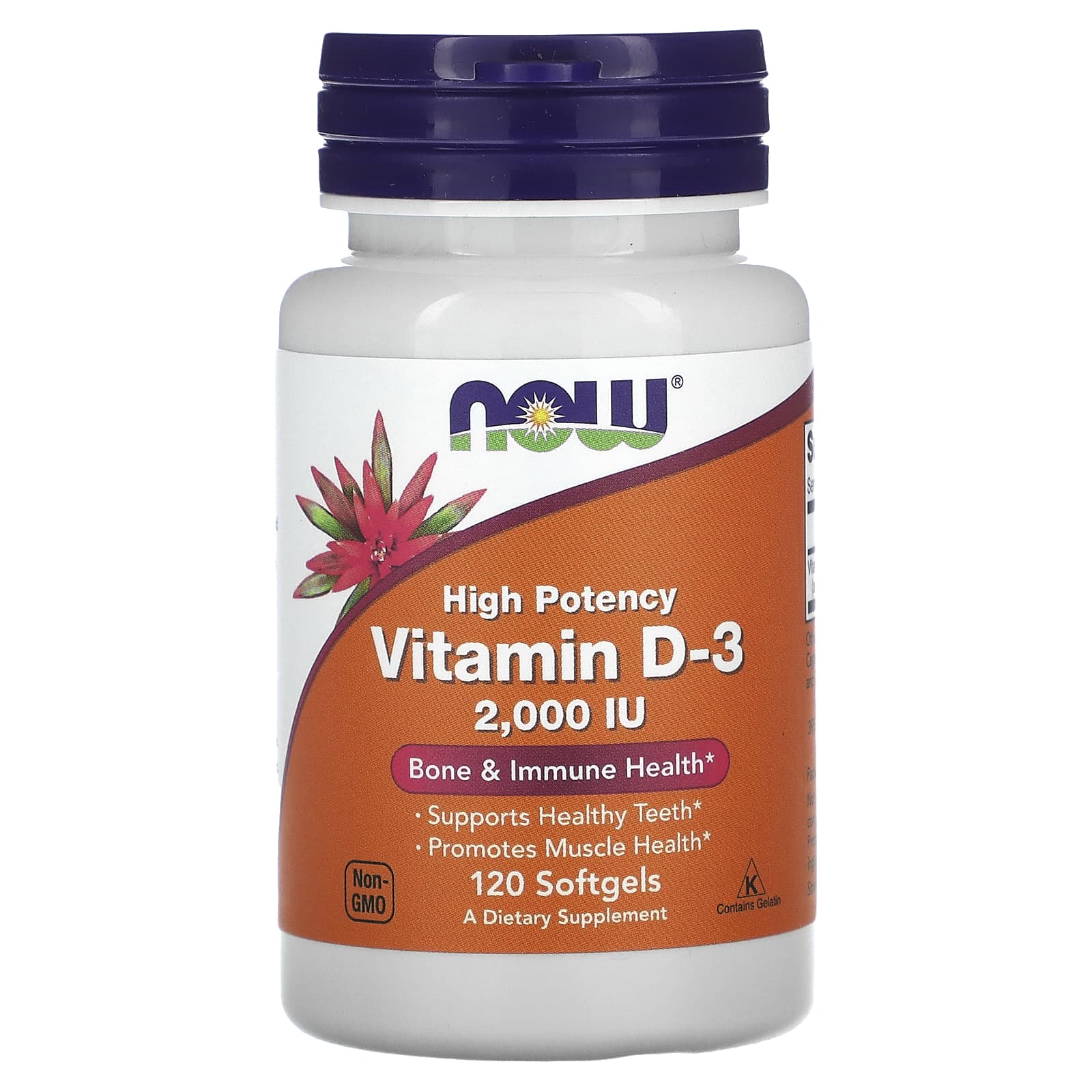 FREE NOW Foods, Vitamin D-3, High Potency, 2,000 IU, 120 Softgels