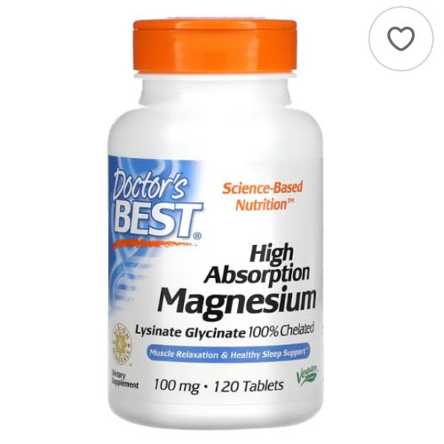 Doctor's Best, High Absorption Magnesium, 100 mg, 120 Tablets