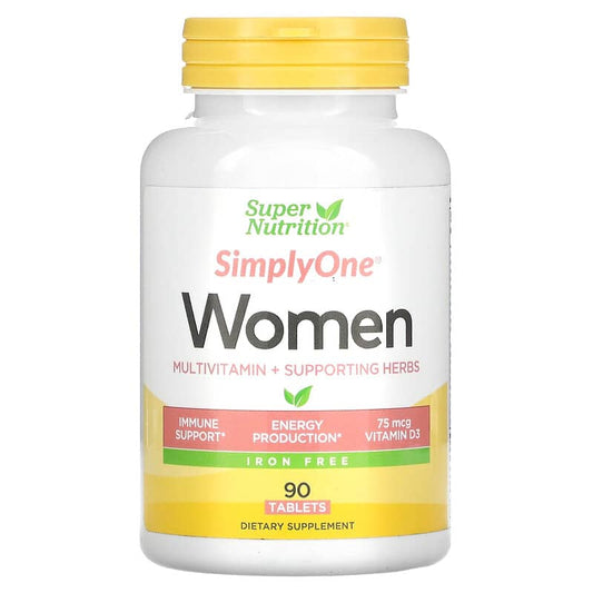 免費送 Super Nutrition, SimplyOne，女性多维生素 + 幫助草本，无铁，90 片