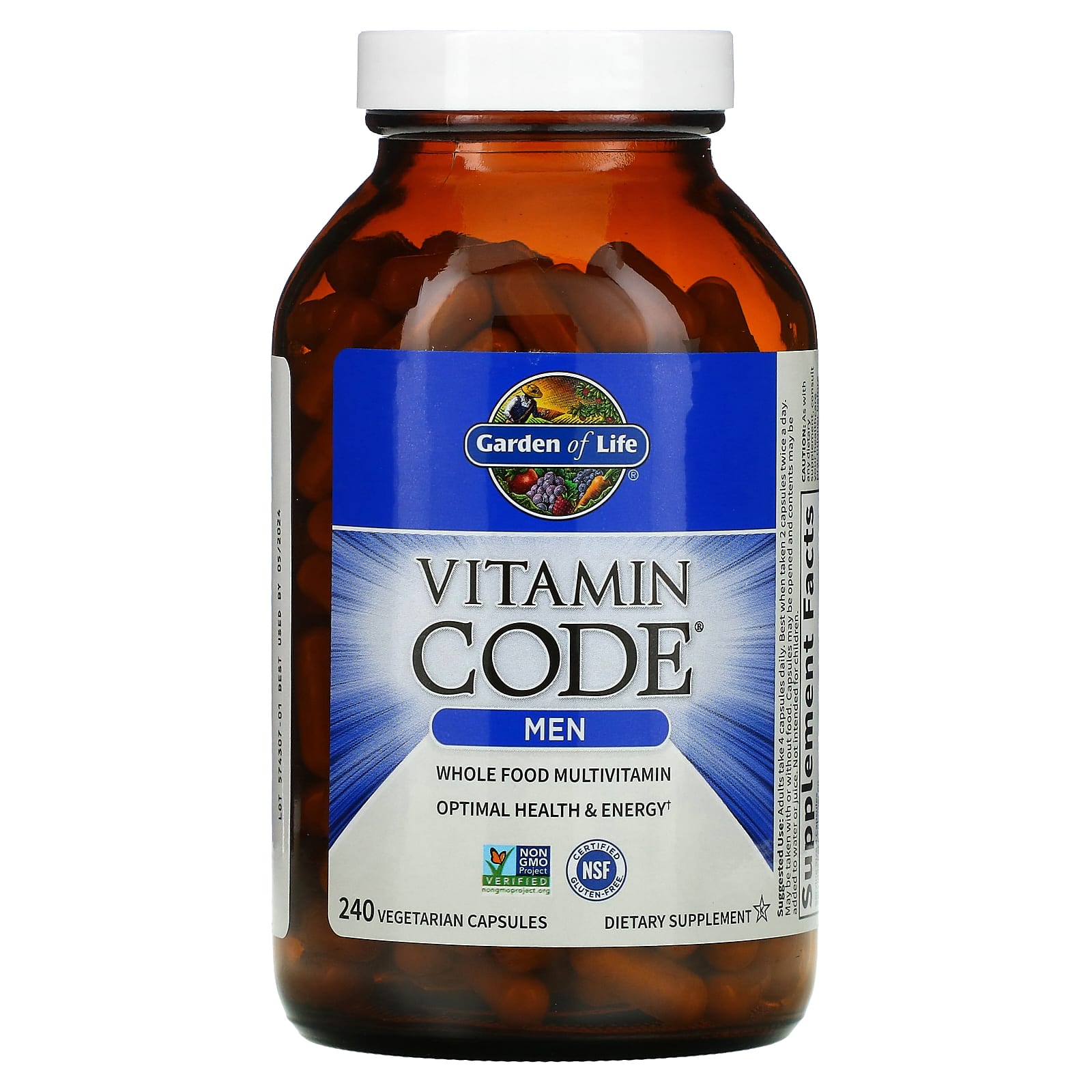 Garden of Life, Vitamin Code，MEN Multi Vitamin男性全食多維生素，240粒素食膠囊