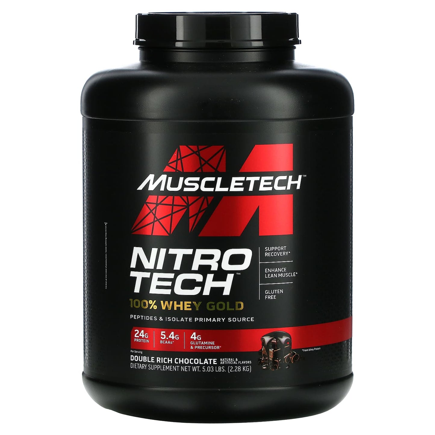 MuscleTech, Nitro-Tech ，全乳清黃金，雙重濃郁巧克力，5.03 磅（2.28 千克）