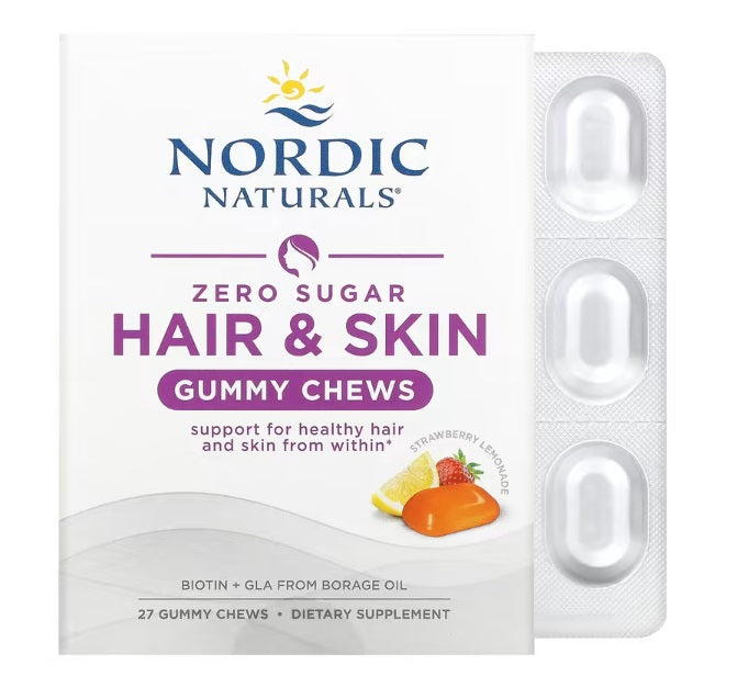 免費送 Nordic Naturals, 頭髮和皮膚零糖咀嚼軟糖，草莓檸檬水味，27 粒咀嚼軟糖 （每人限1件）